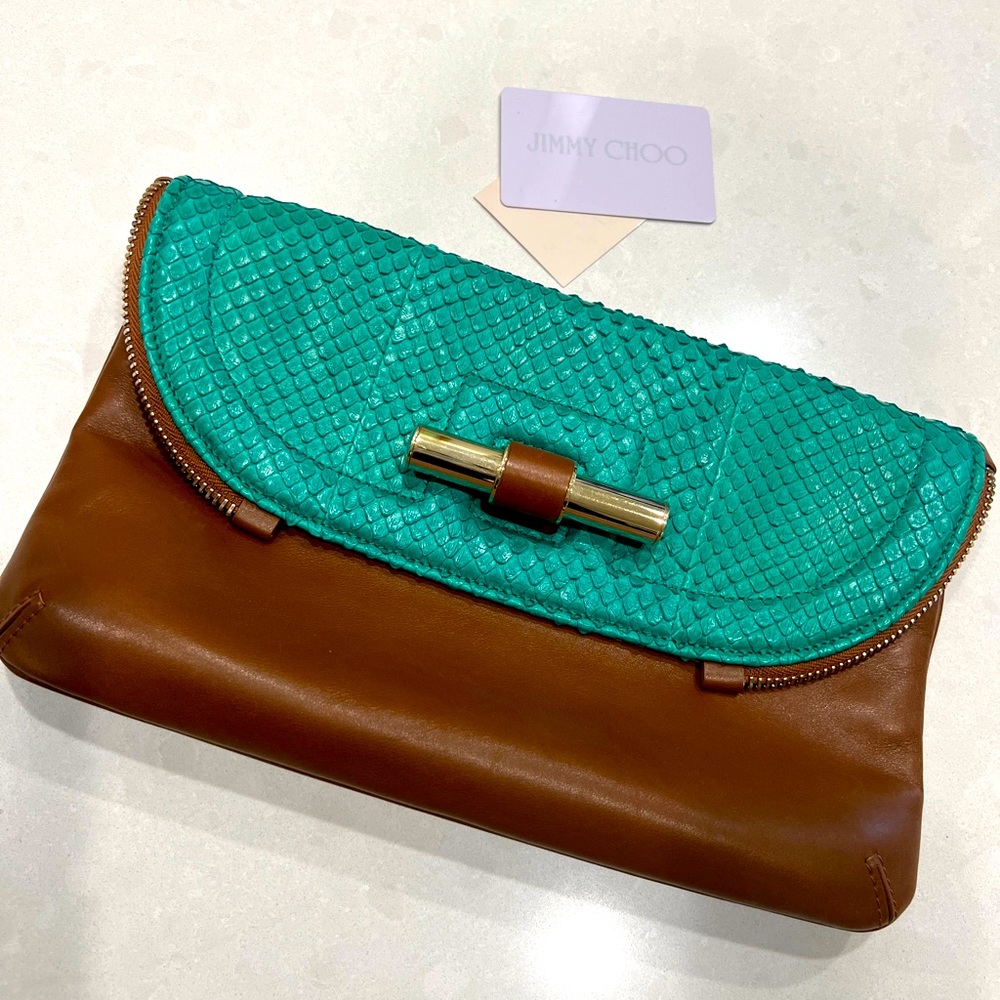 Jimmy Choo Exotic Skin and Leather Clutch